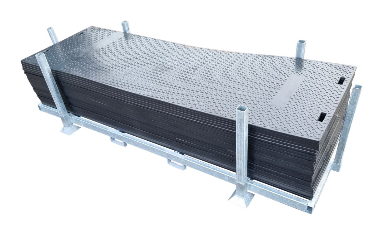Stapelbox gefüllt mit 25 Fahrplatten – 300x100x2 cm – HD